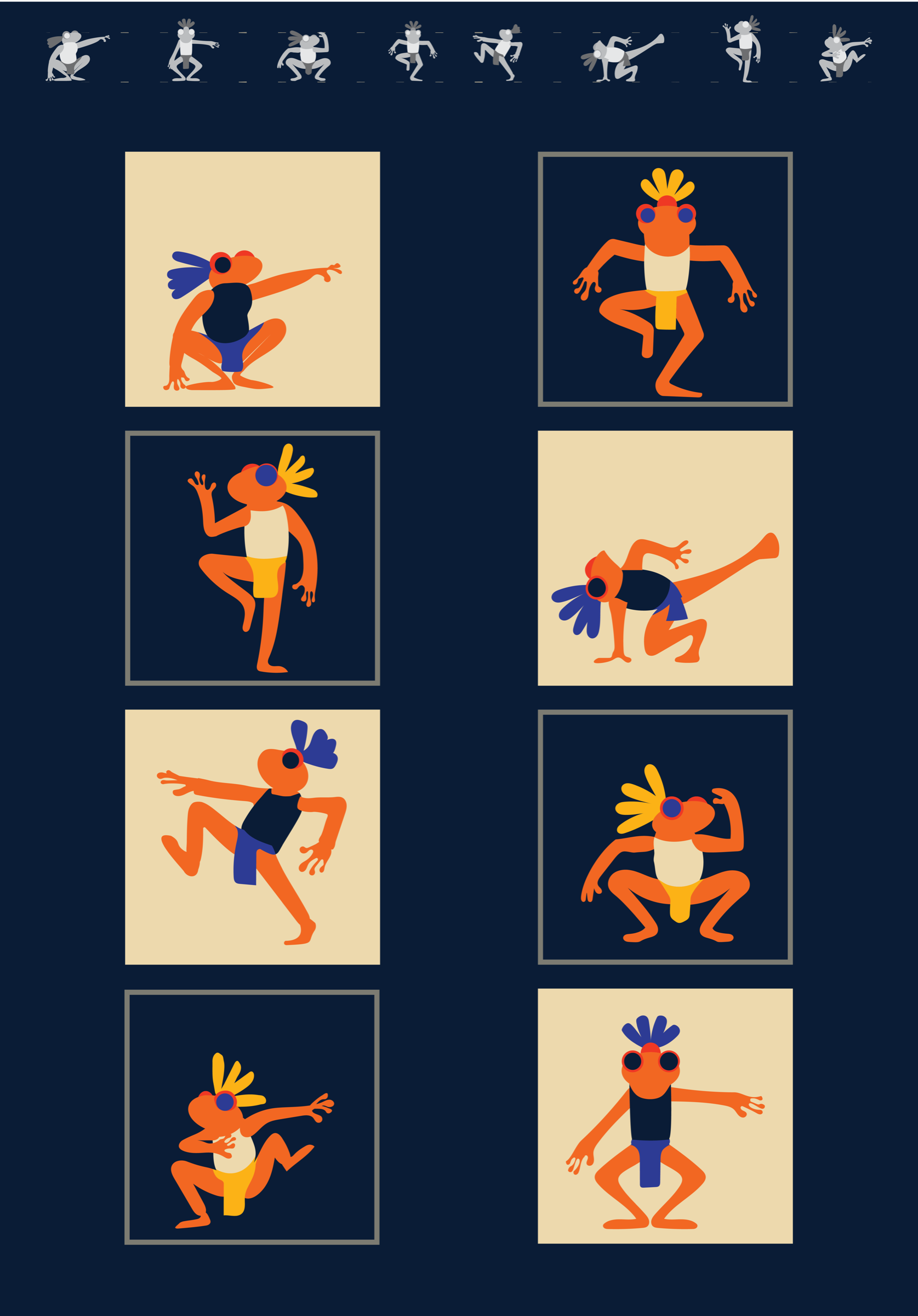 Shipibo — frog warrior pose system expressing resilience and motion